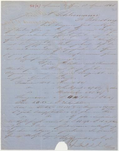 Letter sent by Scheele, William to Schliemann, Heinrich, 1861