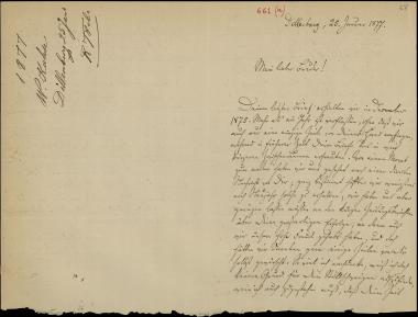 Letter sent by Kühse, Wilhelm to Schliemann, Heinrich, 1877