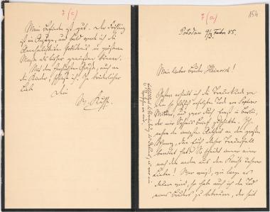 Letter sent by Kühse, Wilhelm to Schliemann, Heinrich, 1885