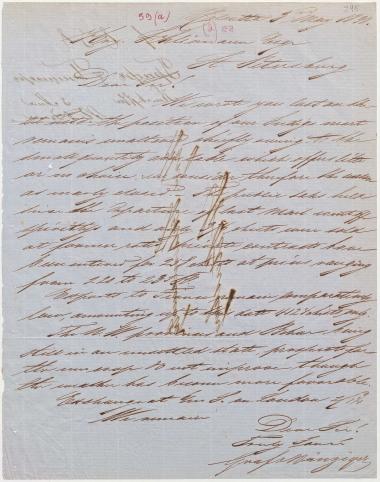 Letter sent by Graf & Banziger to Schliemann, Heinrich, 1858