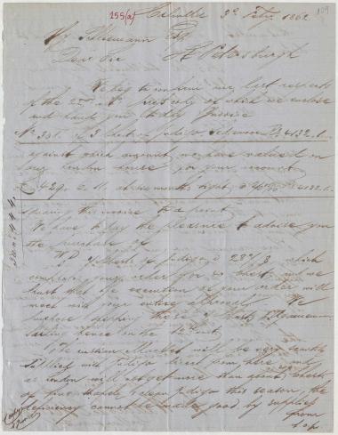 Letter sent by Wattenbach Heilgers & Co. to Schliemann, Heinrich, 1862