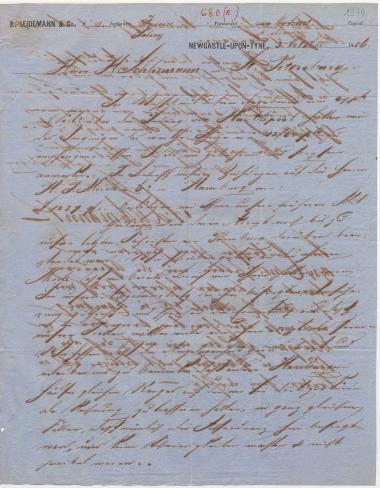 Letter sent by Leidemann, A. & Co. to Schliemann, Heinrich, 1856