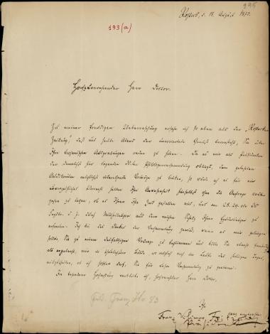 Letter sent by Fritzsche, Franz Volkmar to Schliemann, Heinrich, 1875