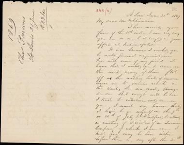 Letter sent by Parsons, Charles to Schliemann, Heinrich, 1869