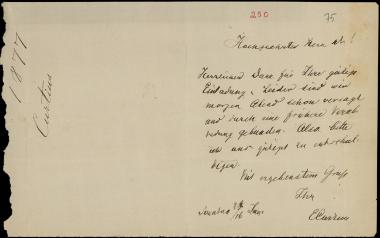 Letter sent by Curtius, Ernst W. to Schliemann, Heinrich, 1877
