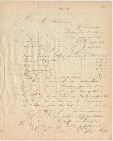 Letter sent by Merle, E. & Co. to Schliemann, Heinrich, 1855