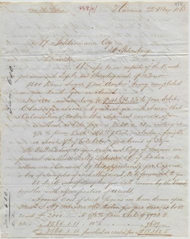 Letter sent by Fesser, F. & Co. to Schliemann, Heinrich, 1863