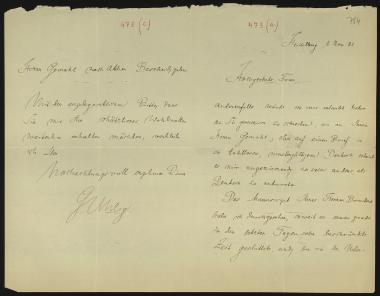 Letter sent by Uhlig, Gustav to Schliemann, Heinrich, 1885