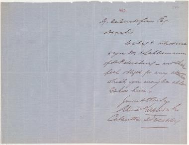 Letter sent by Kilburn, Schoene & Co. to De Cristoforis, G. 1864