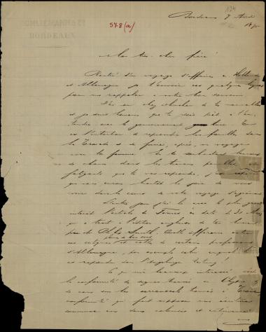 Letter sent by Schliemann, Ernst Wilhelm to Schliemann, Heinrich, 1875