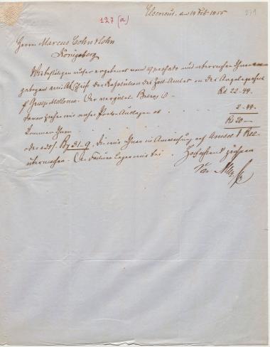 Letter sent by Aller & Co. to Schliemann, Heinrich, 1855