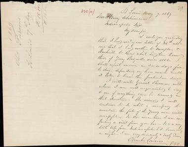 Letter sent by Parsons, Charles to Schliemann, Heinrich, 1869