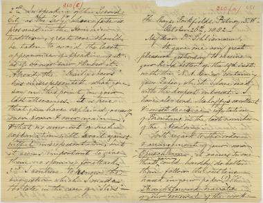 Letter sent by Smith, Philip to Schliemann, Heinrich, 1882