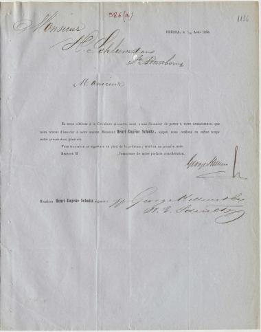 Letter sent by Kellner, George to Schliemann, Heinrich, 1856