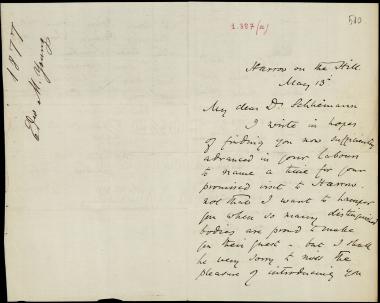 Letter sent by Young, Edward M. to Schliemann, Heinrich, 1877