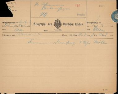 Letter sent by Σλήμαν, Σοφία to Schliemann, Heinrich, 1883