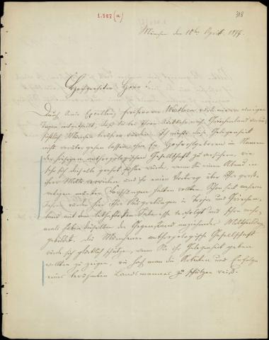 Letter sent by Zittel, K. to Schliemann, Heinrich, 1877
