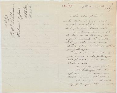 Letter sent by Schliemann, Ernst Wilhelm to Schliemann, Heinrich, 1869