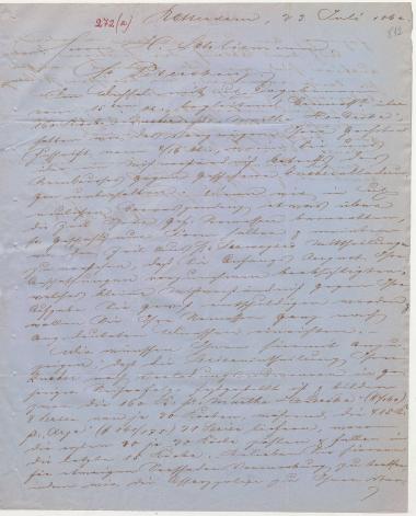 Letter sent by Monchy, M. de and Monchy, R. de to Schliemann, Heinrich, 1862