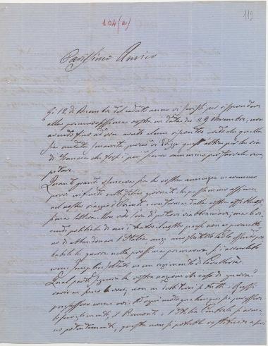 Letter sent by Bassi, Giulio to Schliemann, Heinrich, 1860