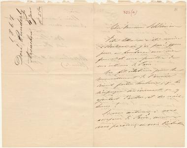 Letter sent by Wunderly, J. Dore to Schliemann, Heinrich, 1867