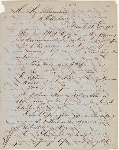 Letter sent by Laaser, H. to Schliemann, Heinrich, 1854