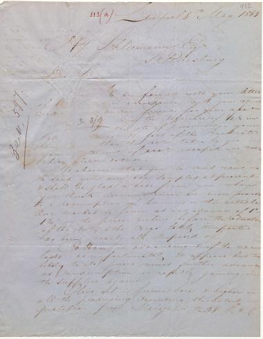 Letter sent by Schröder, Henry J. & Co. to Schliemann, Heinrich, 1863