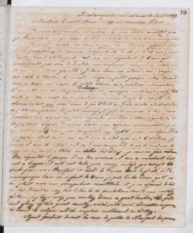 Copy of letter by Schliemann, Heinrich to Renan, Ernest, 1869