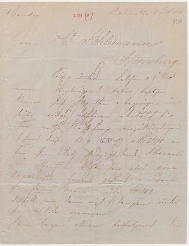 Letter sent by Kilburn, Schoene & Co. to Schliemann, Heinrich, 1861