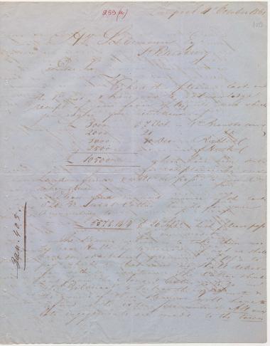 Letter sent by Schröder, Henry J. & Co. to Schliemann, Heinrich, 1861