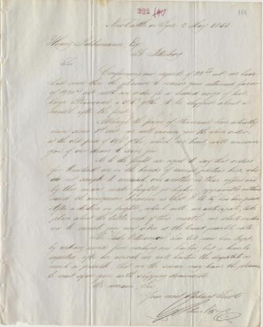 Letter sent by Schmalz, G. to Schliemann, Heinrich, 1853