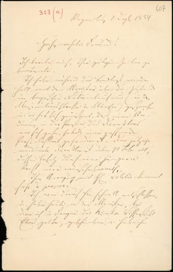 Letter sent by Schels, August to Schliemann, Heinrich, 1884