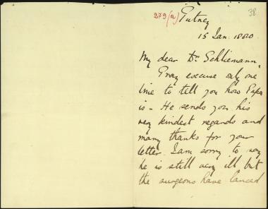 Letter sent by Smith, Constance to Schliemann, Heinrich, 1880