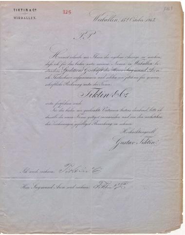 Letter sent by Tiktin, G. to Schliemann, Heinrich, 1863