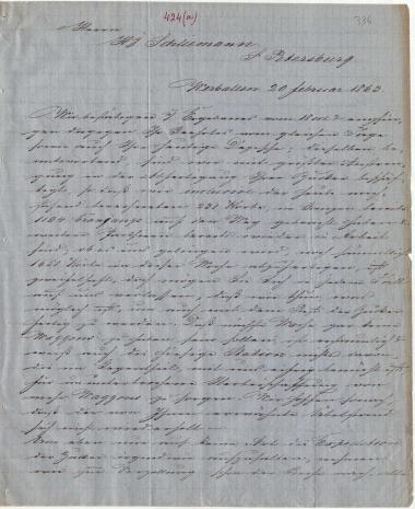 Letter sent by Cohn, Lion M. & Co. to Schliemann, Heinrich, 1863