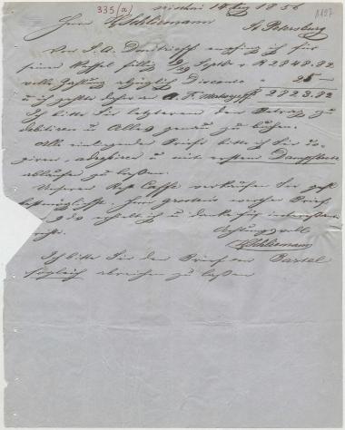 Letter sent by Schliemann, Henry to Schliemann, Heinrich, 1856