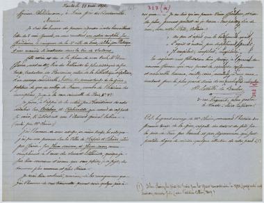 Letter sent by Leveillé de Baulac, P. to Schliemann, Heinrich, 1876