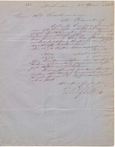 Letter sent by Hoyack, L. & Co. to Schliemann, Heinrich, 1863