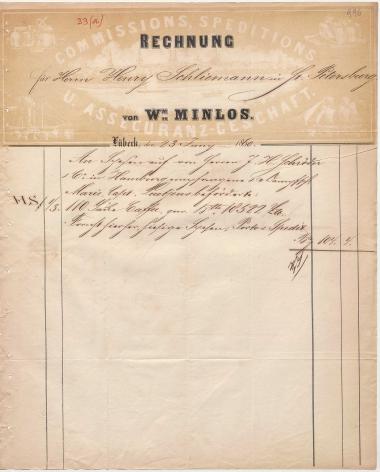 Letter sent by Minlos, Wilhelm to Schliemann, Heinrich, 1860