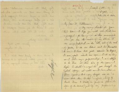 Letter sent by Sayce, Archibald Henry to Schliemann, Heinrich, 1882
