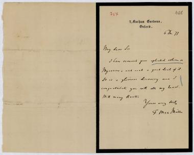 Letter sent by Müller, Max F. to Schliemann, Heinrich, 1877