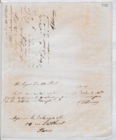 Copy of letter by Schliemann, Heinrich to Erlanger, Émile & Cie. 1870