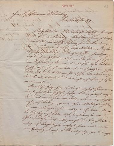 Letter sent by Laaser, H. to Schliemann, Heinrich, 1854