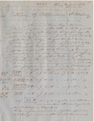 Letter sent by Langer, H. & Co. to Schliemann, Heinrich, 1856