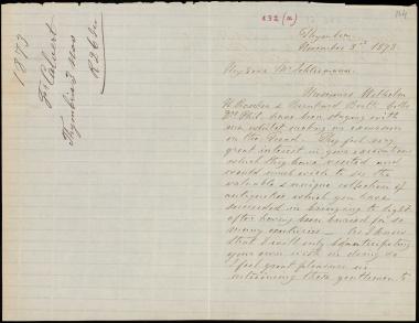 Letter sent by Calvert, Frederick W. to Schliemann, Heinrich, 1873