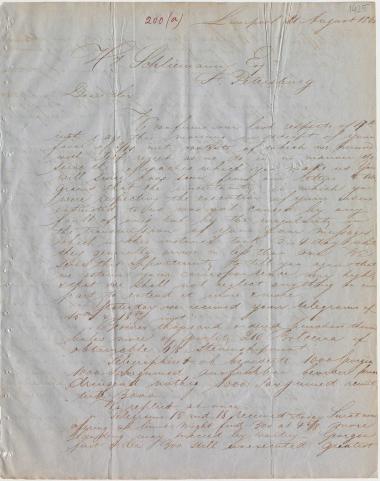 Letter sent by Schröder, Henry J. & Co. to Schliemann, Heinrich, 1860