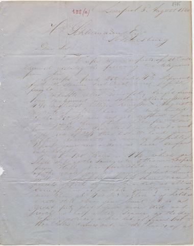 Letter sent by Schröder, Henry J. & Co. to Schliemann, Heinrich, 1860
