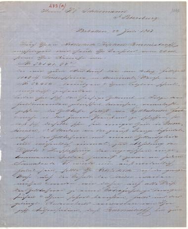 Letter sent by Cohn, Lion M. & Co. to Schliemann, Heinrich, 1863