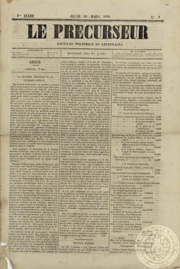 Le precurseur. Journal politique et litteraire.
