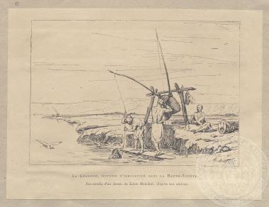 Αρδευτικό σύστημα στην Αίγυπτο. Λιθογραφία. 1875